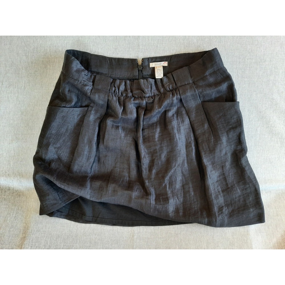 J. Crew Women 6 Wickle Flare Lined Zipper Closure Chic Black Linen‎ Mini Skirt